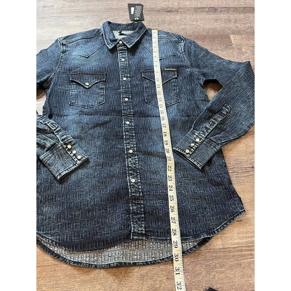 Black Island Mens Denim Button Up Size Small Long Sleeve Stretchy O3 - Picture 8 of 9